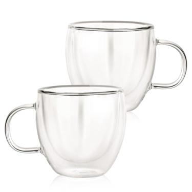 Imagem de Furmaware, Canecas De Vidro Isoladas, Copos De Parede Dupla Com Alça Para Café, Expresso, Latte, Lungo, Chá, Dupla Shot. Vidros Resistentes A Quente/Frio, Sem Tarefas Contemporâneas, Conjunto De 2 A 8