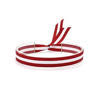 Imagem de BDM - Pulseira ajustável de tecido vermelho e branco do Canadá para homens e mulheres. Pulseira com bandeira do Canadá, Canadá, Atlético de Madrid ou Peru.