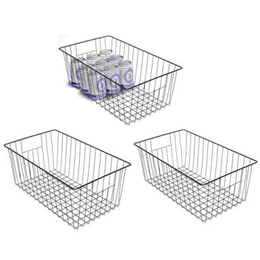 Imagem de lonpute caixas organizadoras de freezer - cestas de freezer verticais de 3 pacotes para freezer vertical de 16,17,21 pés cúbicos, cestas de armazenamento de arame com alças embutidas, alimen