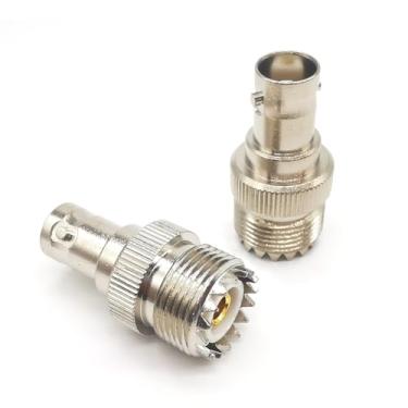 Imagem de Ahoaepy Adaptador de rádio 2 peças SO239 para BNC CB, conector coaxial PL259 BNC, adaptador de cabo coaxial fêmea UHF para BNC fêmea para rádio CB, rádio, antenas. Cabo coaxial de extensão