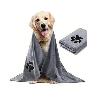 Imagem de Toalha de Banho Pet Microfibra 60x90cm para Cães e Gatos - Super Absorvente e de Secagem Rápida, Ideal para Banho e Chuveiro de Cães Médios e Grandes