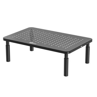 Imagem de WALI Suporte de monitor de computador para mesa, suporte ajustável para laptop, suporte para monitor de mesa embaixo de armazenamento para escritório, casa, material escolar (STT003), 1 pacote, preto