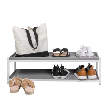 Imagem de happimess SRK1000C Industrial Compact 27,3 cm 6 pares de sapateira de ferro com 2 camadas, cinza/branco, para entrada, corredor, armário, porta, quarto