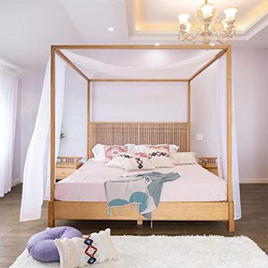 Imagem de Linentalks Lenço de Cama de Dossel Branco para Cama de Solteiro, Lenço de Dossel de Cama Transparente de Luxo, Cortinas de Cama de Dossel de Valance de Lenço Transparente, Cortinas (52" X 205" Para Ca