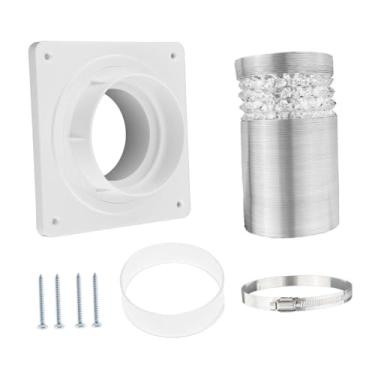 Imagem de DimyFew Conjunto de Conectores de Duto de Secador de Ventilação, Placa de Parede de Ventilação de Secadora, Portátil, Trava Giratória, Conjunto de Conectores, com mangueira, Tamanho real