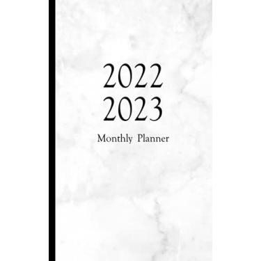 Imagem de 2022-2023 Monthly Planner: Simple Two-Year Calendar & Notebook, small pocket size 5x8", classic white marble cover : Appointments/Organizers/To Do List