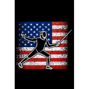 Imagem de Fencer American Flag Proud Fencing: American Fencing Gear | Dot Grid Journal, Notebook or Organizer | Notes, To-Dos, Wish List | Logbook, Planner, ... Task Checklist | 6x9 Inches 120 Pages