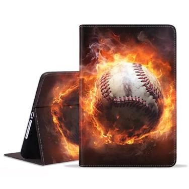 Imagem de FVAENDHIO Capa para Samsung Galaxy Tab S10 Plus 2024/ S9 Plus / S9 FE Plus 5G 12,4 polegadas 2023, suporte ajustável, auto despertar/hibernar, capa de couro inteligente (queima de beisebol)