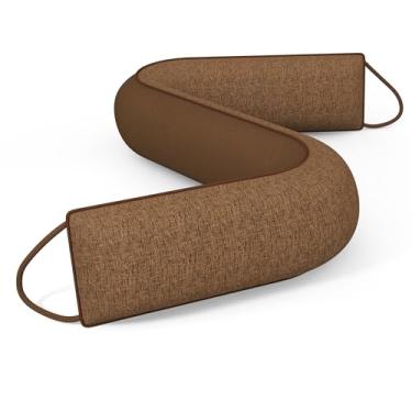 Imagem de Bloqueador de corrente de ar embaixo da porta 76 cm, interior frontal para despojamento de clima para portas de janelas, isolamento de ar, reduz o ruído, fácil de ajustar e remover café