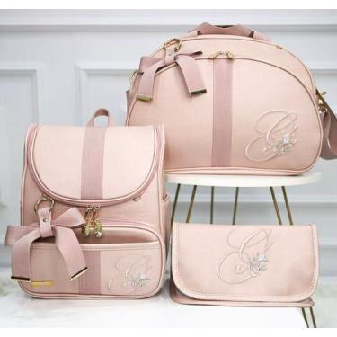 Imagem de Kit Bolsa Maternidade Tema Florido 3 Peças Personalizado - Eduardita B