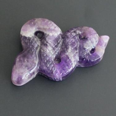 Imagem de HLbshi Estatueta de cobra de cristal esculpida à mão com pedra preciosa esculpida em animal para escritório decoração de casa 5 cm (ametista roxa)