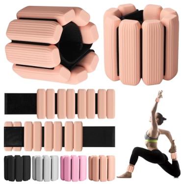 Imagem de Pesos de pulso, pacote com 2 pesos ajustáveis de tornozelo para mulheres/homens, pulseiras de silicone para caminhada, ioga, pilates e academia, treino de braço e perna, 900 g (rosa carne)