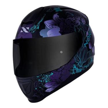 Imagem de Capacete Norisk Razor Fechado Bloom Preto Roxo Feminino - Geral, 60/L