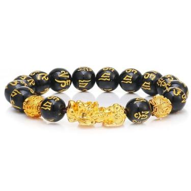 Imagem de HETICA Pulseira Feng Shui Pixiu Riqueza, Pulseira FengShui Riqueza e Sorte Prosperidade Contas Buda Pulseira Elástica Joias para Mulheres e Homens, Medium, Liga metálica, Sem Pedra Preciosa