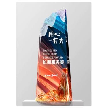 Imagem de Troféu de cristal personalizado - Prêmio premium para campeões de competição, reuniões de fim de ano e reconhecimento excepcional de funcionários - Ascenda à grandeza (5, 24 x 9 cm)