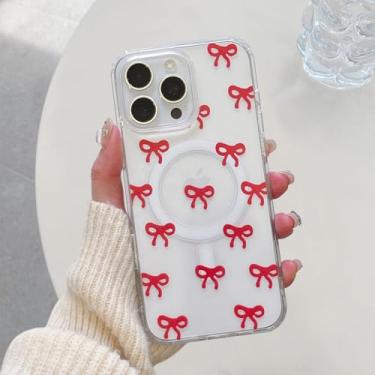 Imagem de QLTYPRI Capa magnética para iPhone 16 Pro Max compatível com MagSafe, capa protetora transparente à prova de choque para mulheres e meninas - Borgonha