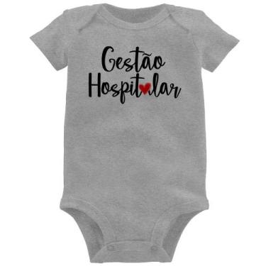 Imagem de Body Bebê Gestão hospitalar por amor - Foca na Moda, Cinza, M