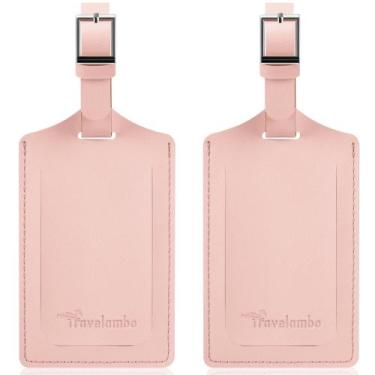 Imagem de Etiquetas de Bagagem Travelambo - Couro Sintético Rosa Lótus (Pacote c