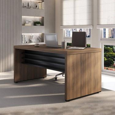 Imagem de Mesa para Escritório Tamburato Nogal/Preto 6363 - Artany Móveis