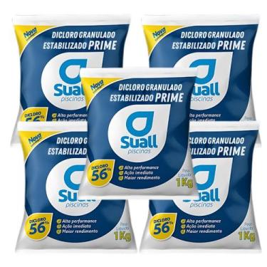Imagem de kit Suall Prime Estabilizado 56 Ativo Cloro Piscinas 5kg