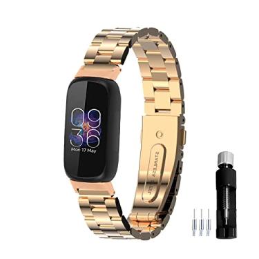 Imagem de Gheper Pulseira de relógio de metal compatível com Fitbit Inspire 3 pulseira de aço inoxidável de substituição para smartwatch inspire3 acessório para mulheres e homens