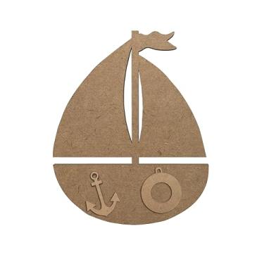 Imagem de Aplique Barco Para Pintar Em Mdf Alto Relevo Para Quarto Infantil Cor:NATURAL;Tamanho:28,1x34,8 cm