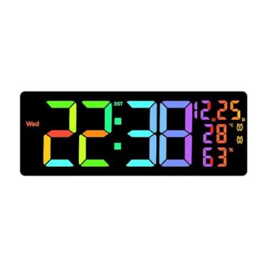 Imagem de XLWLLNJ Relógio de parede digital LED com RGB Colorido Night Light Mês Data da semana para o quarto