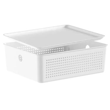 Imagem de Caixa Organizadora Flow Cesto Organizador Com Tampa Multiuso Lavanderia 27x22x10cm