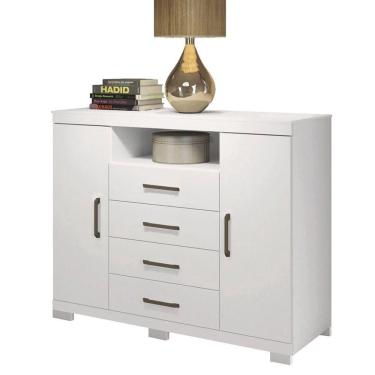 Imagem de Cômoda p/ Quarto 2 Portas 4 Gavetas Master Branco