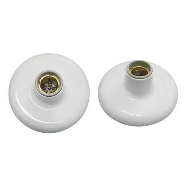 Imagem de Plafon de Plástico Bocal Porcelana E-27 Foxlux, Branco
