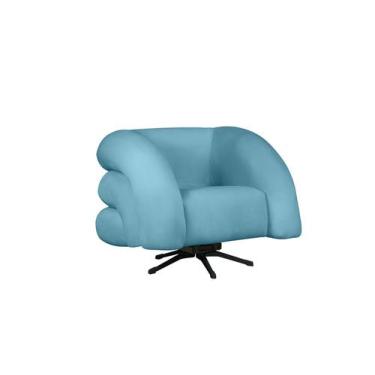 Imagem de Poltrona Base Giratória e Balanço Micheli Veludo Azul Turquesa - Mazze