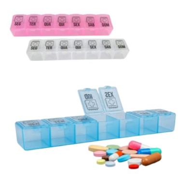 Imagem de Porta Comprimidos Semanal Retangular Organizador - JW SHOP, Branco