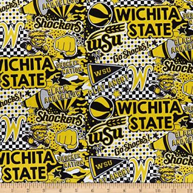 Imagem de NCAA Witchita State Shockers Pop Art algodão multi, tecido acolchoado por metro