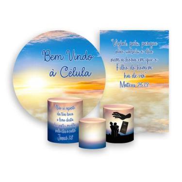 Imagem de Kit 2 Painéis De Festa  Trio De Capas Cilindros, Bem Vindo Á Celula 02
