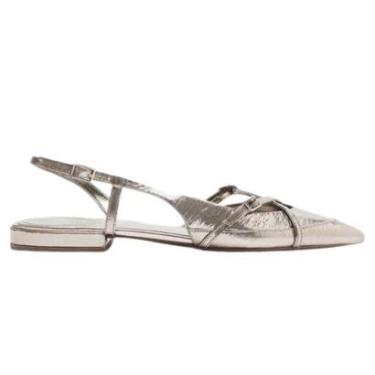 Imagem de Sapatilha Feminina Mule Couro Slingback Arezzo Original-Feminino