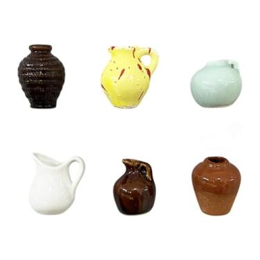 Imagem de Amagogo 6 peças vasos de cerâmica fofos, ornamento de vaso de flores de simulação de geladeira, mini vasos engraçados para decoração de geladeira, escritório
