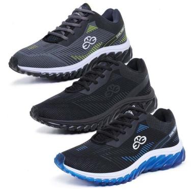 Imagem de Kit 3 Tênis Masculino Esportivo Evoltenn Tube Runner, Cinza, Black, Az