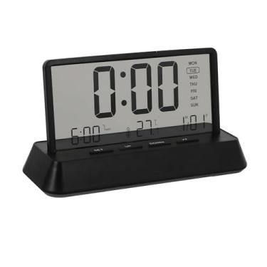 Imagem de Lancoon Despertador digital LCD com 3 alarmes transparentes, temperatura, data, semana, tela, soneca, mesa, simples, portátil, fácil de usar para decoração de casa, quarto, escritório, crianças