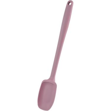 Imagem de Carrotez Colher de silicone, colher de cozinha resistente ao calor de 24 cm, colher, espátula antiaderente para fritar, cozinhar, assar - rosa empoeirado
