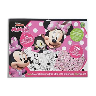 Imagem de greenre Bloco de colorir Disney Minnie Eco Giant 18 páginas 50,8 x 38,1 cm - página de atividades adesivas, 100 contagens de adesivos, conjuntos de atividades para crianças, crianças de 3 a 10 anos -