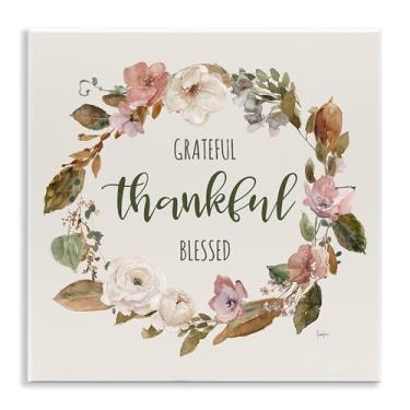 Imagem de Stupell Industries Arte de placa de parede de grinalda de gratidão elegante, design de Livi Finn, 12 x 12