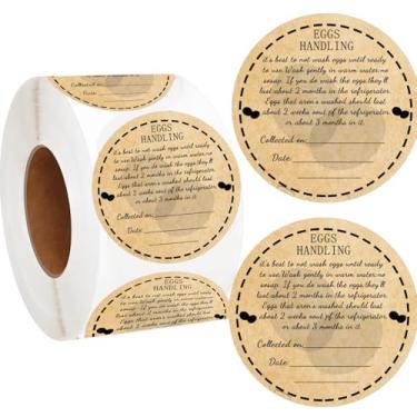 Imagem de Etiquetas de caixa de ovos frescos da fazenda 500 peças adesivos de manuseio escritível para cuidar de ovos 5 cm não lavados embalagem de mercado de fazendeiros sinal decalque para galinha codorna