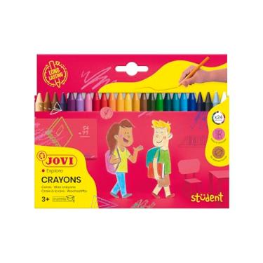Imagem de Jovi Plasticolor Wax Crayons, from 3 Years, Odourless, Easy to Wash, Shatterproof, Erasable, 24 Colours in a Box