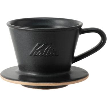 Imagem de Carita Kalita Coffee Dripper Mino Ware cerâmica de alta retenção de calor para 1 a 2 pessoas, DACHI & KalitaMI 155, Sand Black #01107, série Wave, feito no Japão, equipamento de gotejamento, para 1