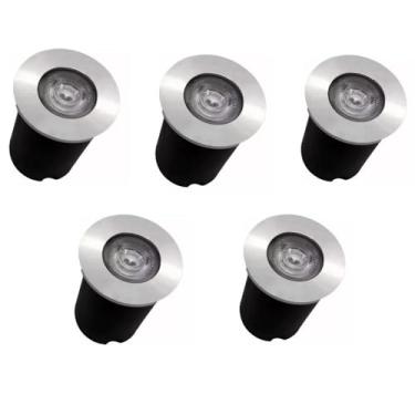 Imagem de Kit 5x Balizador Blindado Piso Solo Externo Led Embutir 1w Branco Frio Bivolt