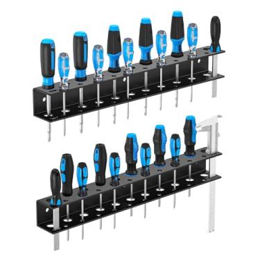 Imagem de Ouinis Organizador de chave de fenda, suporte de parede, rack de armazenamento utilitário de metal resistente para chaves de fenda, pinças pequenas ferramentas, suporte de chave de fenda adequado para