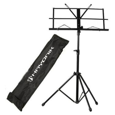 Imagem de Estante Partitura Suporte Preta Pedestal Retrátil Hayonik