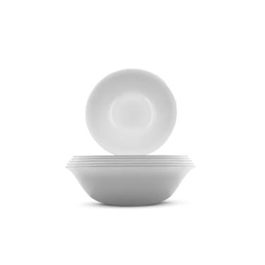 Imagem de Conjunto de 6 Tigelas Cumbuca Bowl Porcelana 300ml Branco Design Moderno Resistente