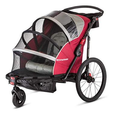 Imagem de Schwinn Trailer infantil Joyrider, bolsa de bebê simples e dupla, dossel, rodas de 50,8 cm