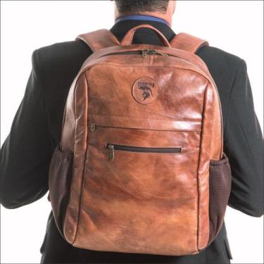 Imagem de Mochila Masculina Couro Notebook - Sparttan, Marrom, Unico